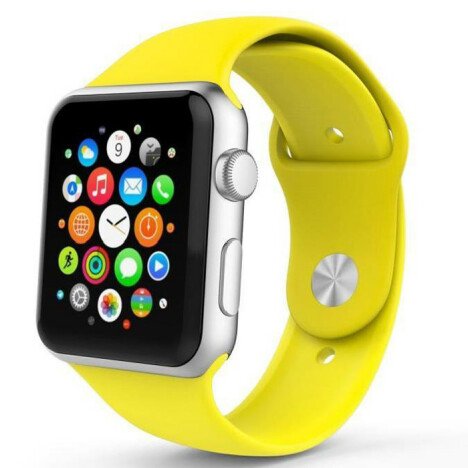 Curea iUni compatibila cu Apple Watch 1/2/3/4/5/6/7, 42mm, Silicon, Yellow